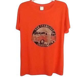 Surf Art Volkswagen Microbus with Surfboard 1960s Surf San Francisco Orange M